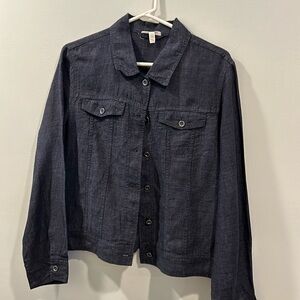 Eileen Fisher indigo linen jacket